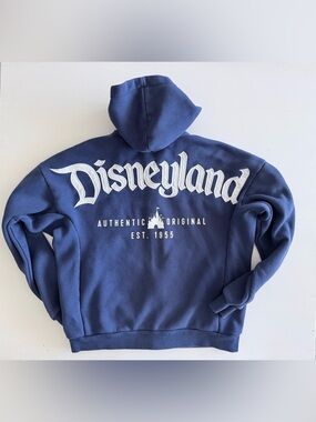Disneyland Navy Blue w/ White Puffy lettering Spirit Jersey zip up hoodie XS